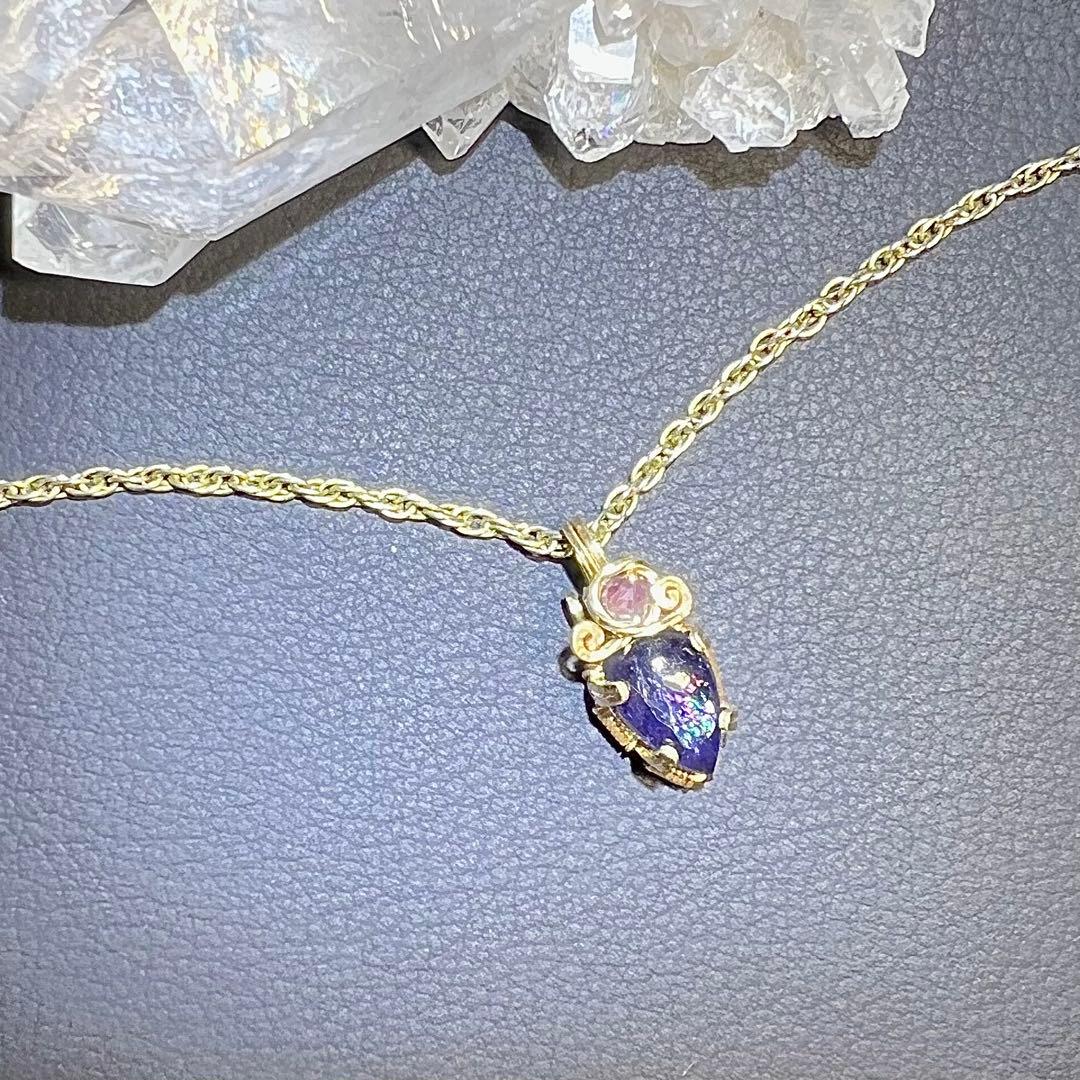 【for Kaya様】アイオライトＰＴ　レインボームーンストーン ピアスチャーム