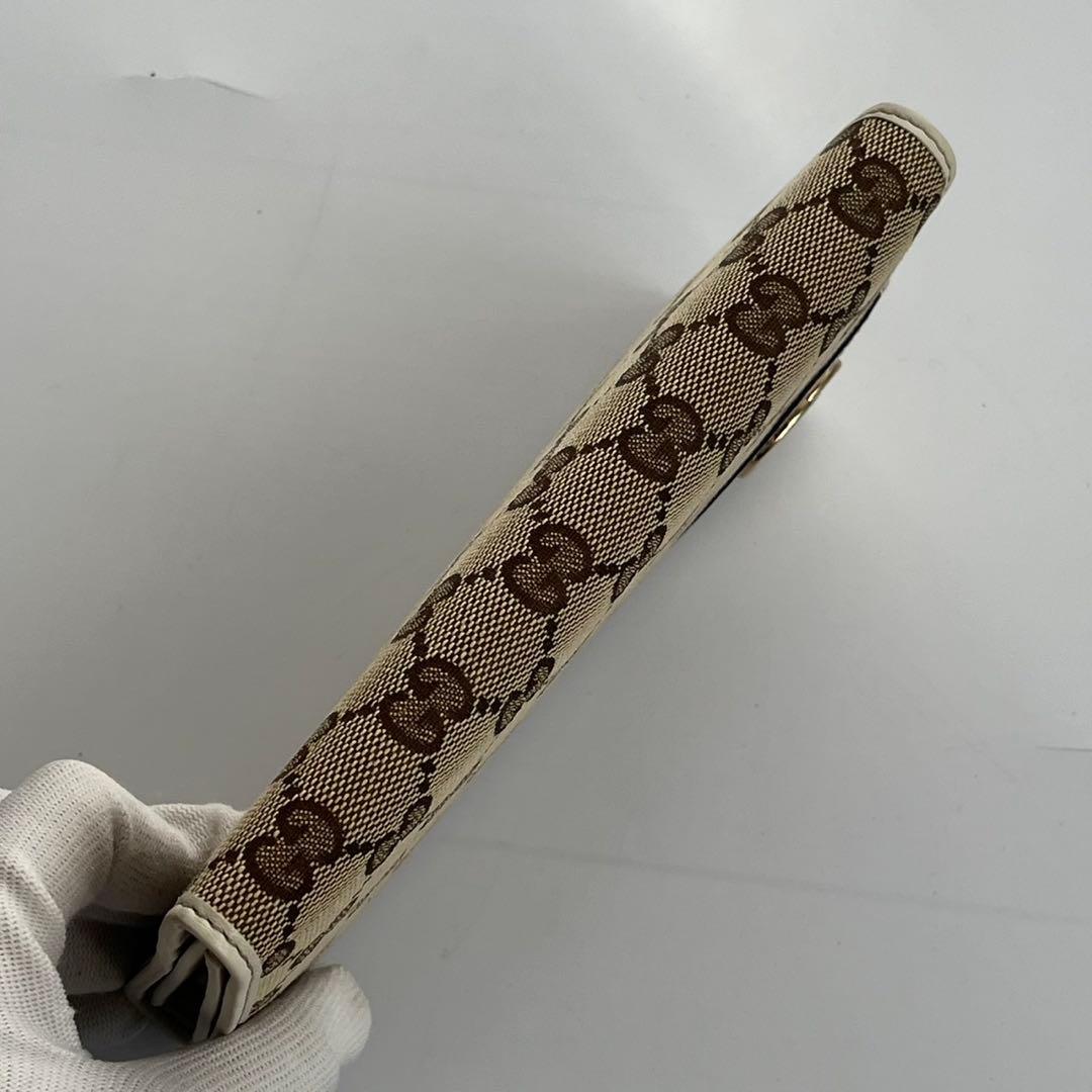 未使用保管品✨️ GUCCI 長財布　インターロッキング　キャンバス　白　レザー