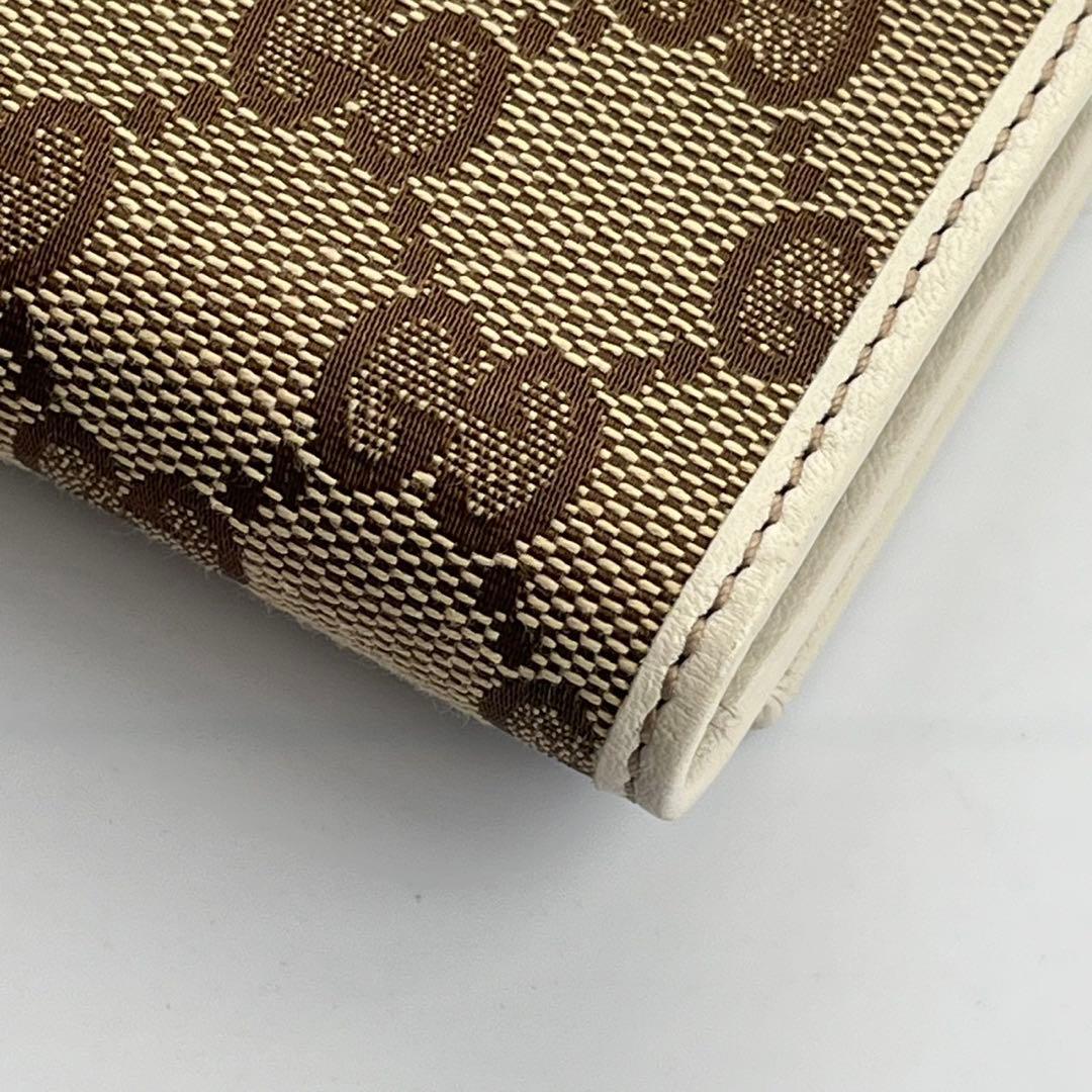 未使用保管品✨️ GUCCI 長財布　インターロッキング　キャンバス　白　レザー