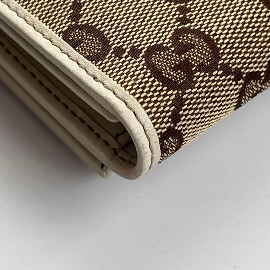 未使用保管品✨️ GUCCI 長財布　インターロッキング　キャンバス　白　レザー