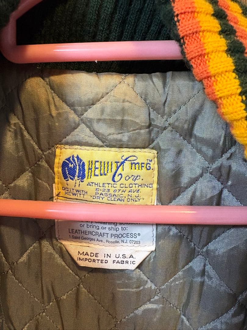 hewitt スタジャン キルティング ウール レザー USA製 90's