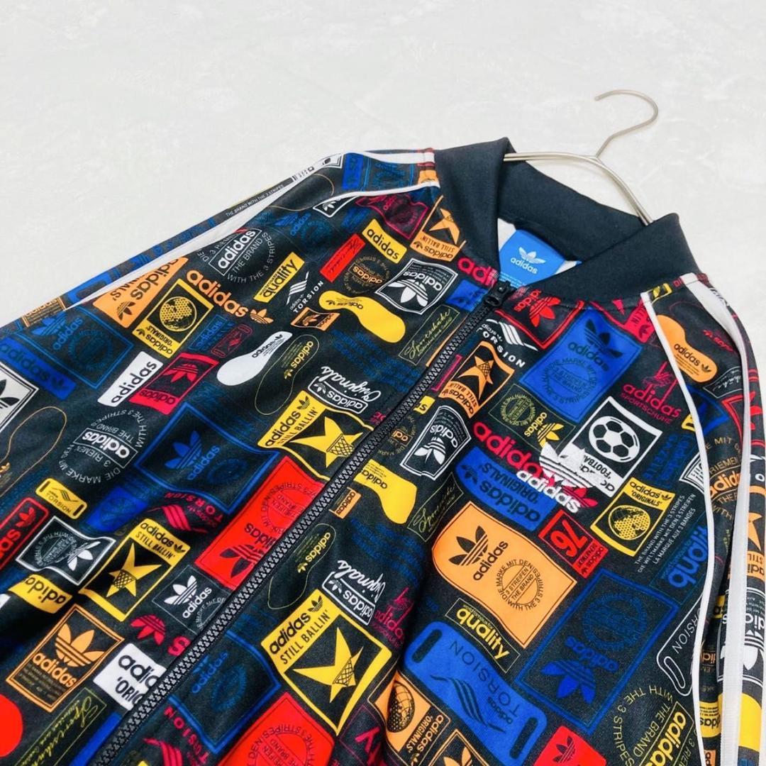 adidas トラックジャケット ネームロゴ 総柄 大きいサイズ 2XO