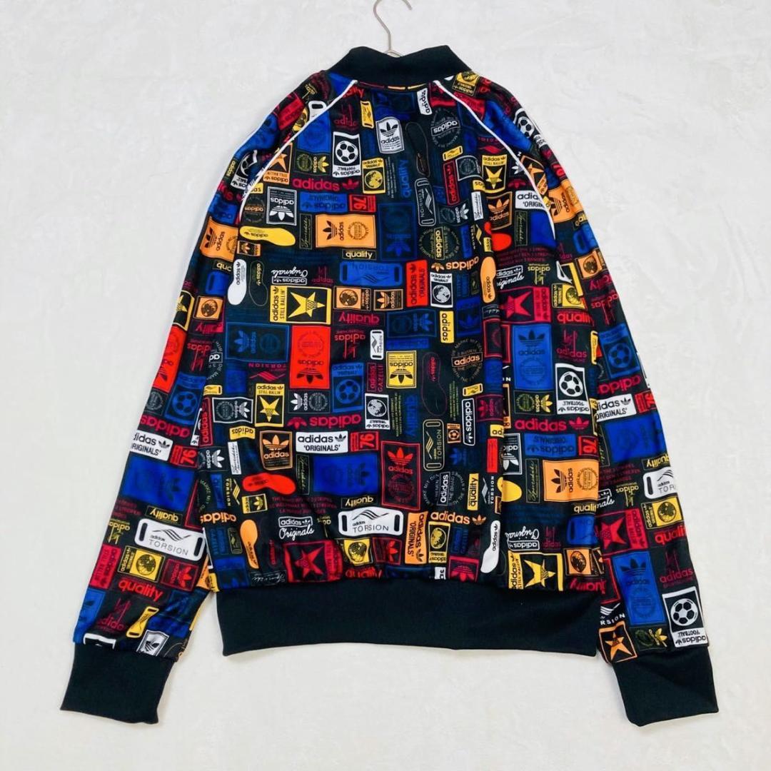 adidas トラックジャケット ネームロゴ 総柄 大きいサイズ 2XO