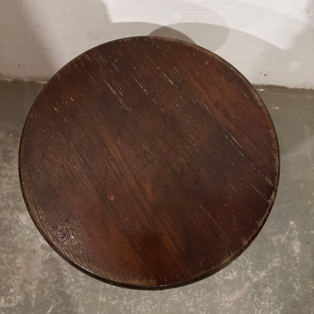 ヴィンテージ 木製サイドテーブル ラウンド スツール 花台 - メルカリ