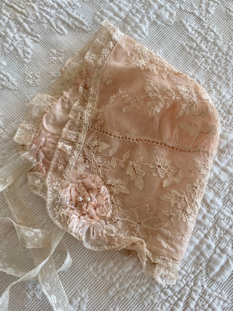 ※専用ページになります※チュールレースとシルクのボネ3点set※ロココリボン装飾