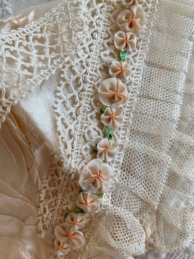※専用ページになります※チュールレースとシルクのボネ3点set※ロココリボン装飾