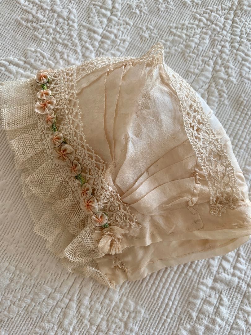 ※専用ページになります※チュールレースとシルクのボネ3点set※ロココリボン装飾