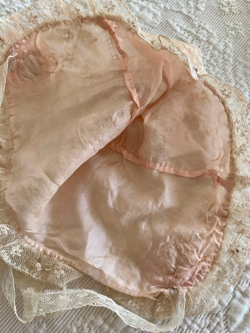 ※専用ページになります※チュールレースとシルクのボネ3点set※ロココリボン装飾