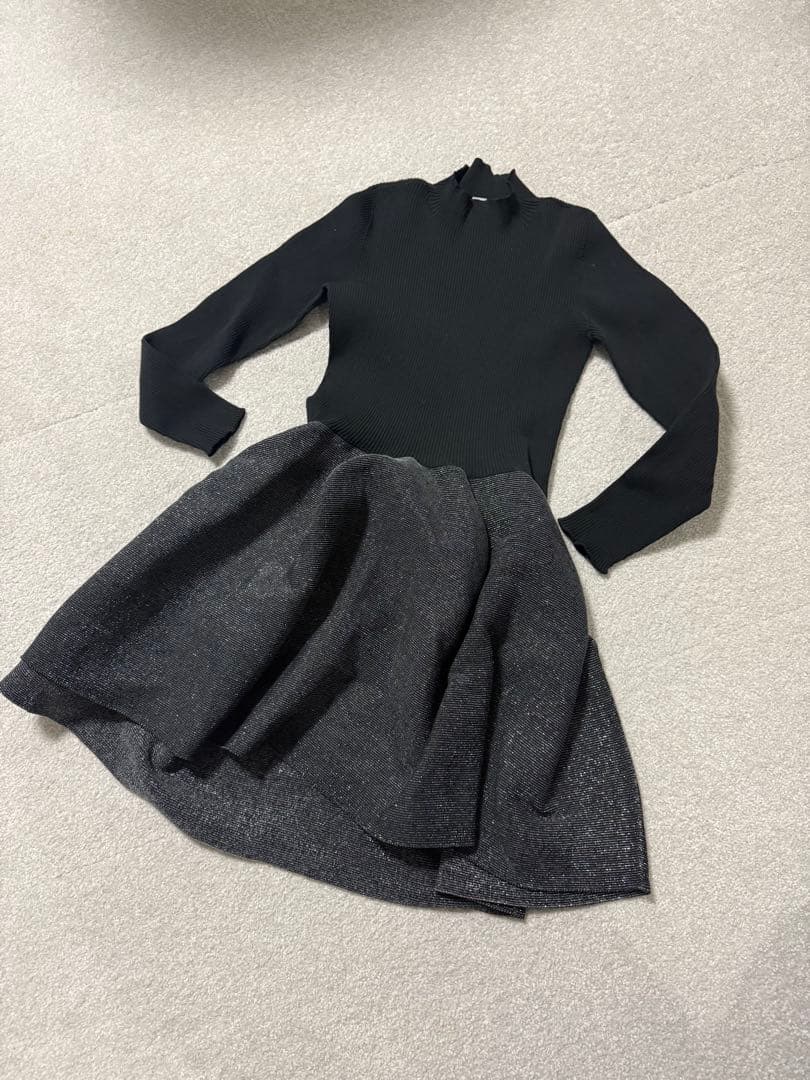 CFCL新品未使用黒ラメ長袖ミニワンピースチュニック