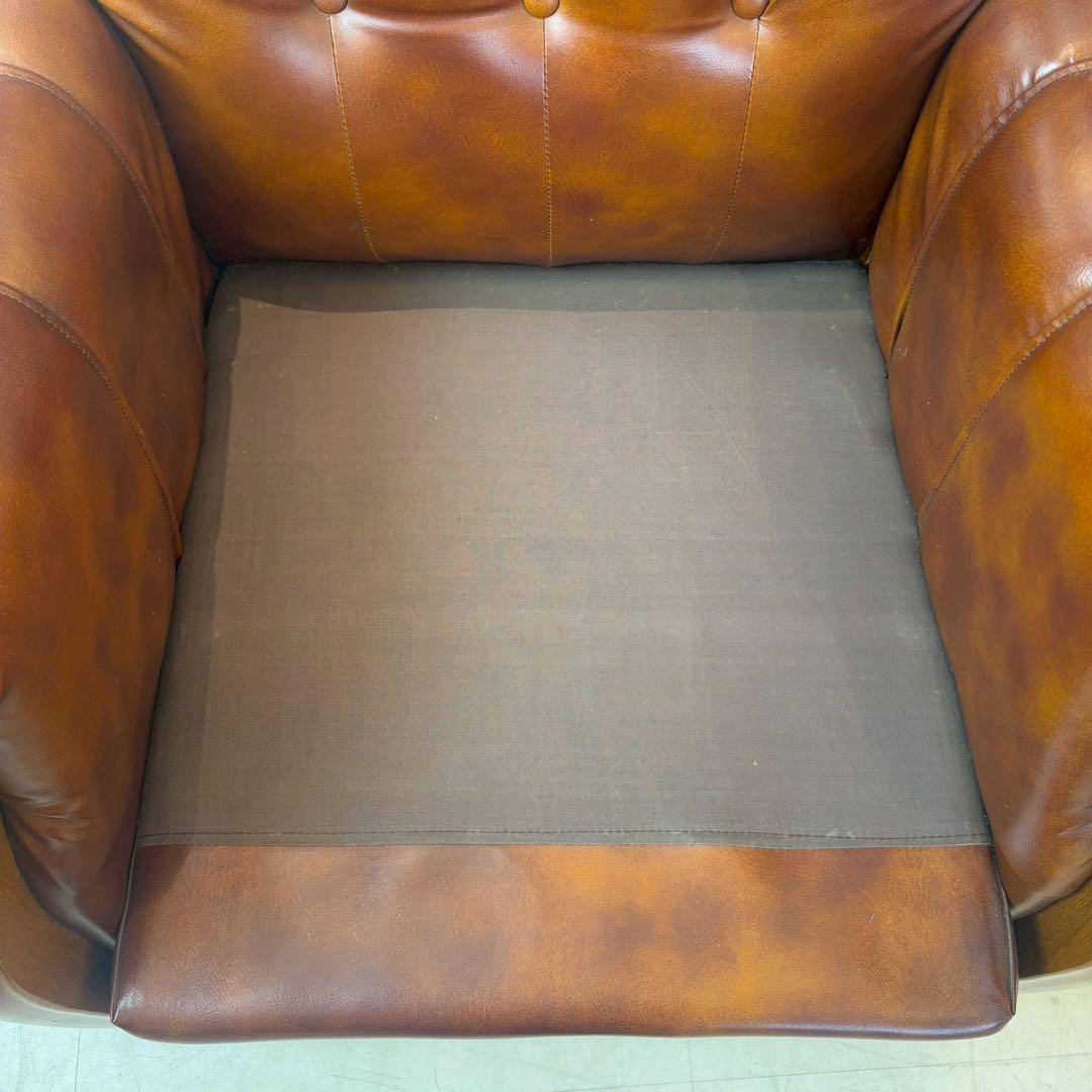 西洋アンティーク レザー 1人掛けソファ ロビーチェア 昭和レトロ 2/2