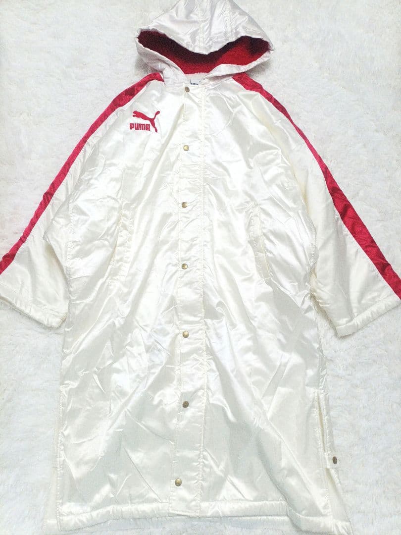 PUMA プーマ フード付き ロングベンチコート ホワイト フリーサイズ