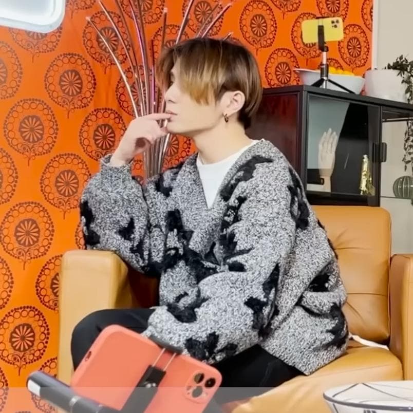 【美品】HARE　フラワーモチーフシャギーカーディガン　山田涼介さん着用