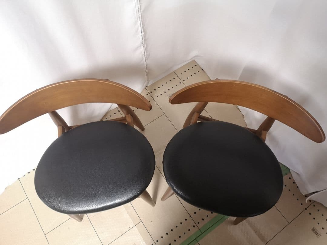 【美品 天然木 合皮 ダイニングチェア オスカー VET-630 2脚セット】