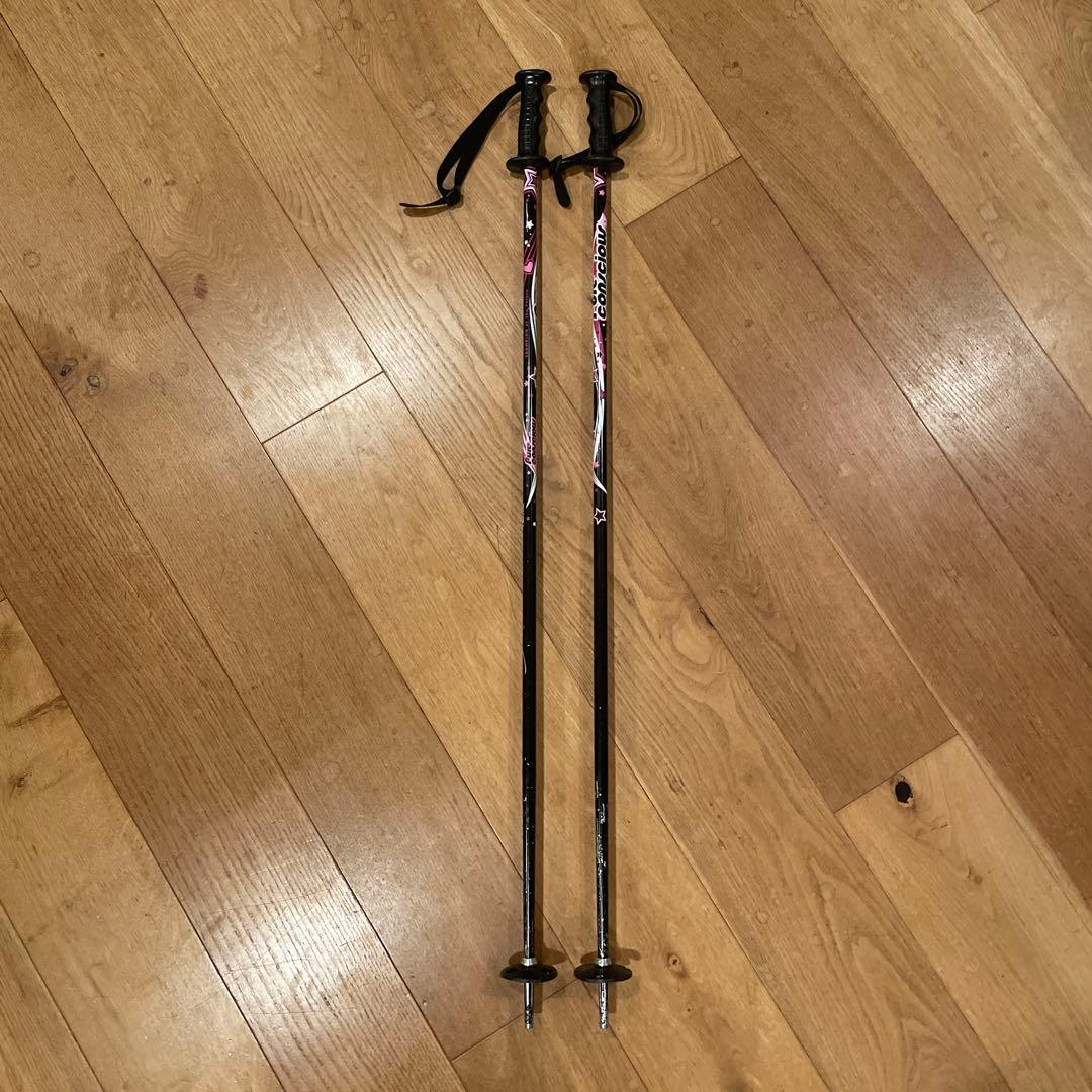 スキー板 ツインチップ　120cm ストック付き