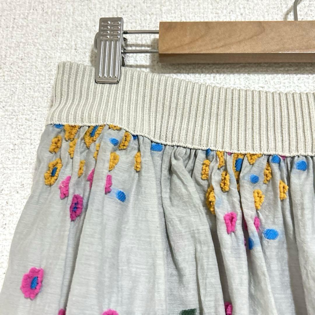 エムアンドキョウコ 佐藤繊維 刺繍 お花 コットン ロングスカート