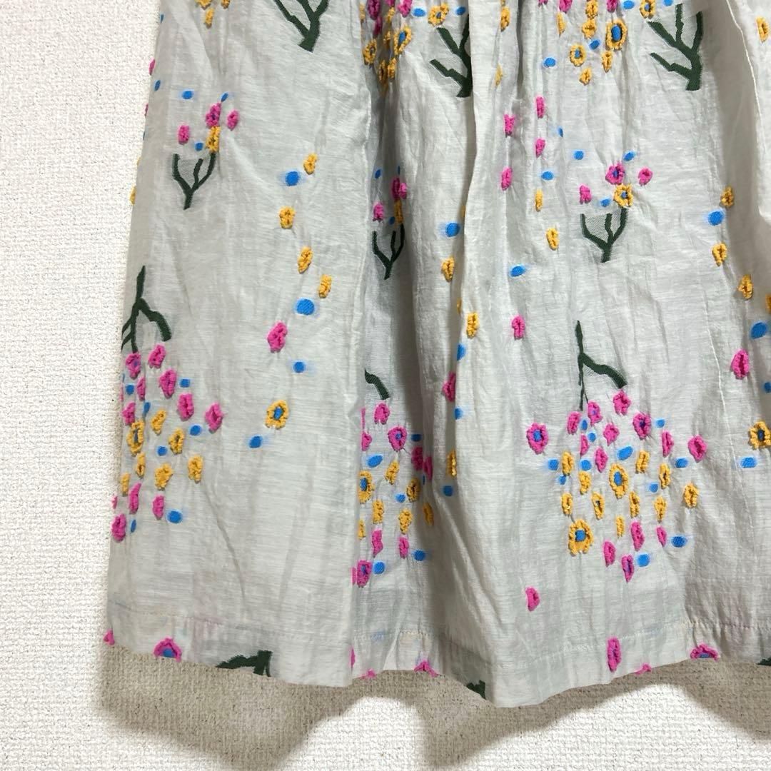 エムアンドキョウコ 佐藤繊維 刺繍 お花 コットン ロングスカート