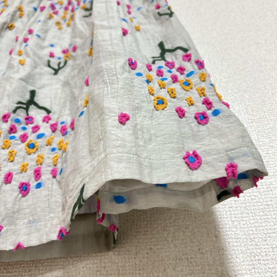 エムアンドキョウコ 佐藤繊維 刺繍 お花 コットン ロングスカート