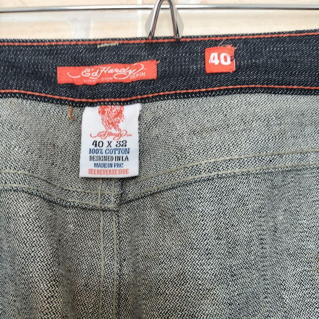 【美品】Ed Hardy 般若刺繍 デニムパンツ lot2008 W40 Y2K