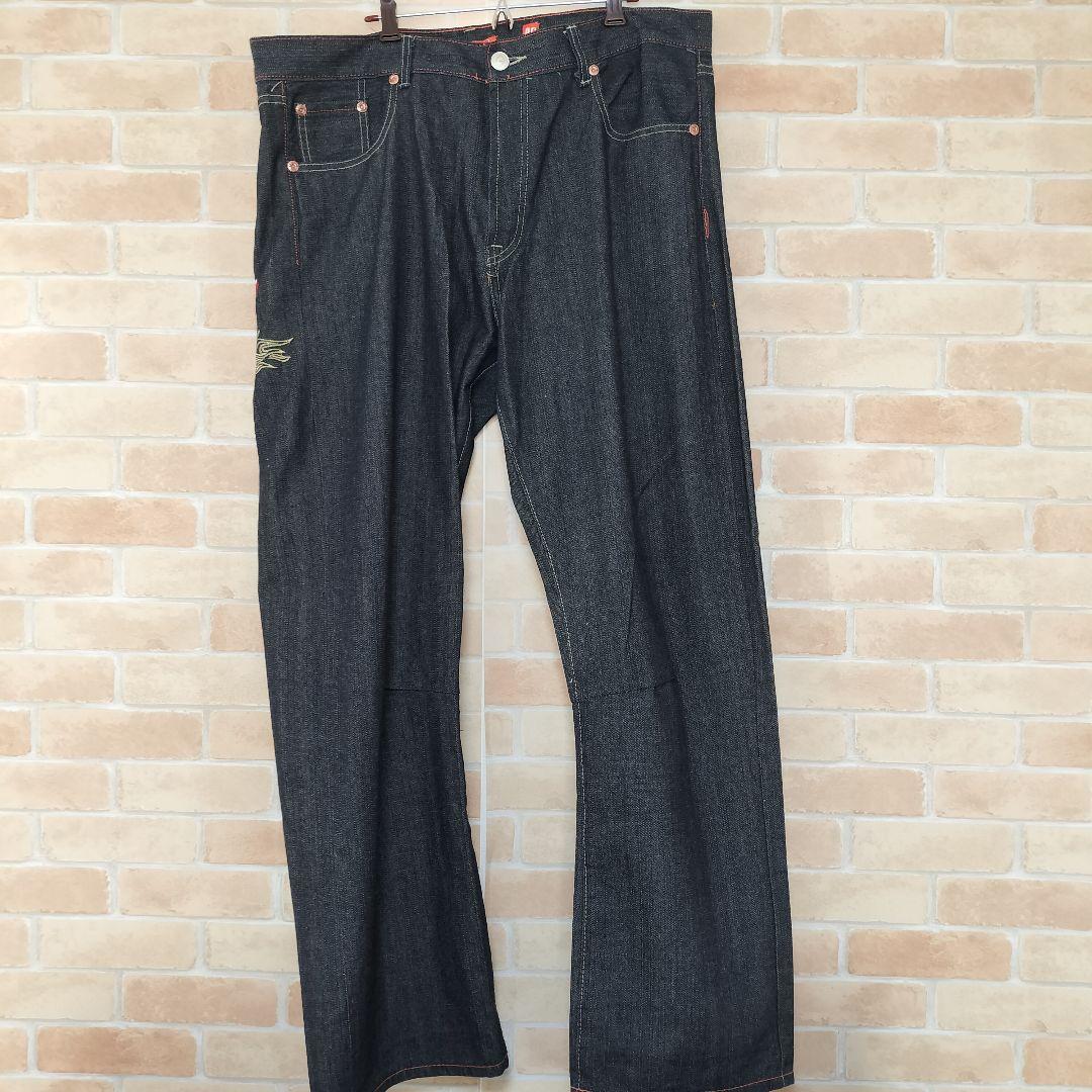 【美品】Ed Hardy 般若刺繍 デニムパンツ lot2008 W40 Y2K