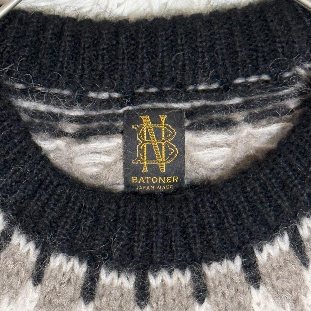 極美品 バトナー ニット モヘヤ混 アルパカ混 ノルディック柄 ウール