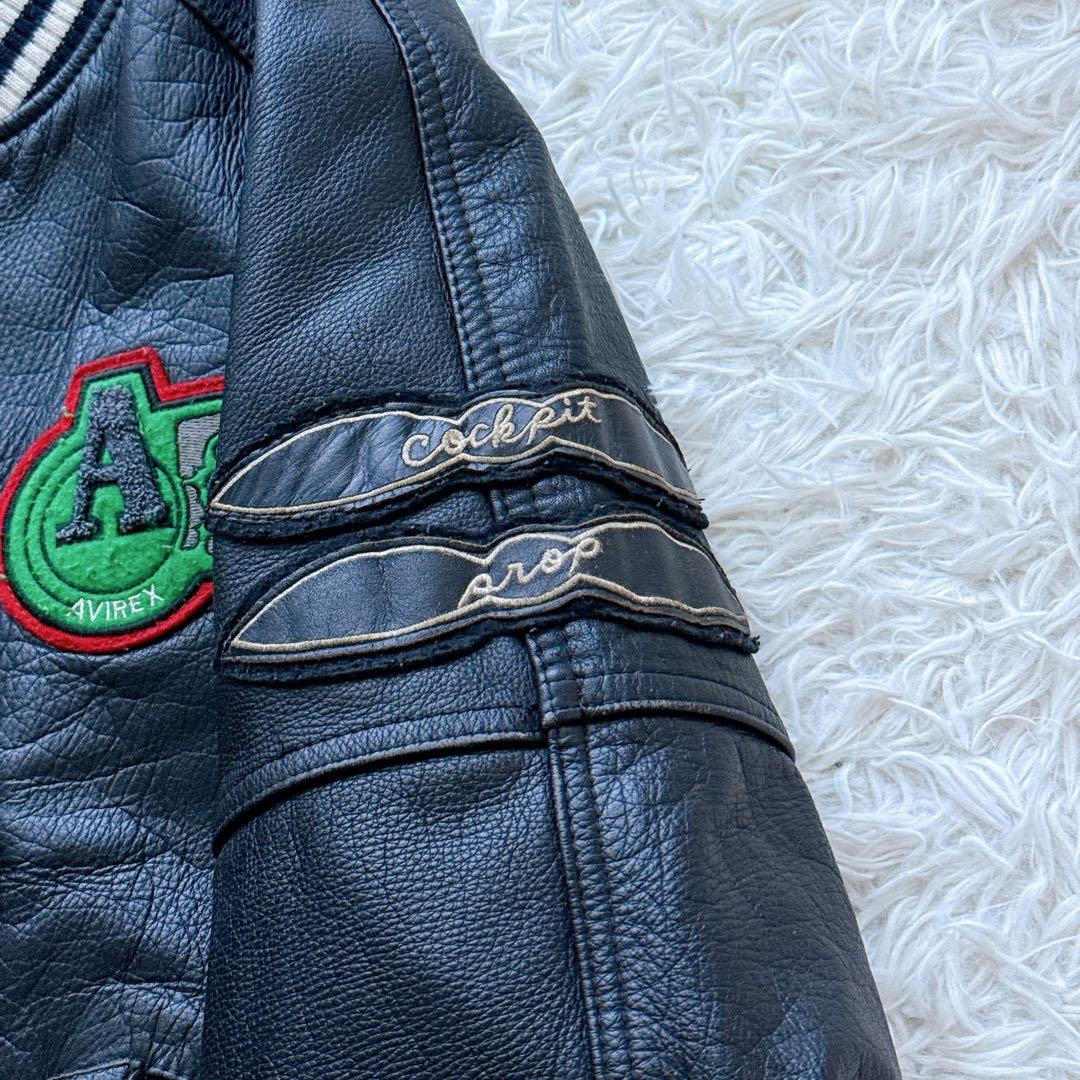 Lサイズ✨80s ヴィンテージ AVIREX オールレザースタジャン ブラック