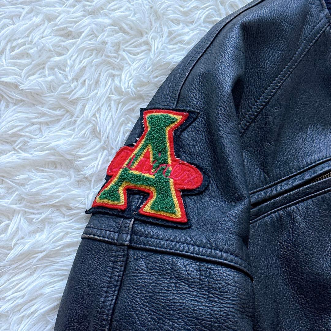 Lサイズ✨80s ヴィンテージ AVIREX オールレザースタジャン ブラック