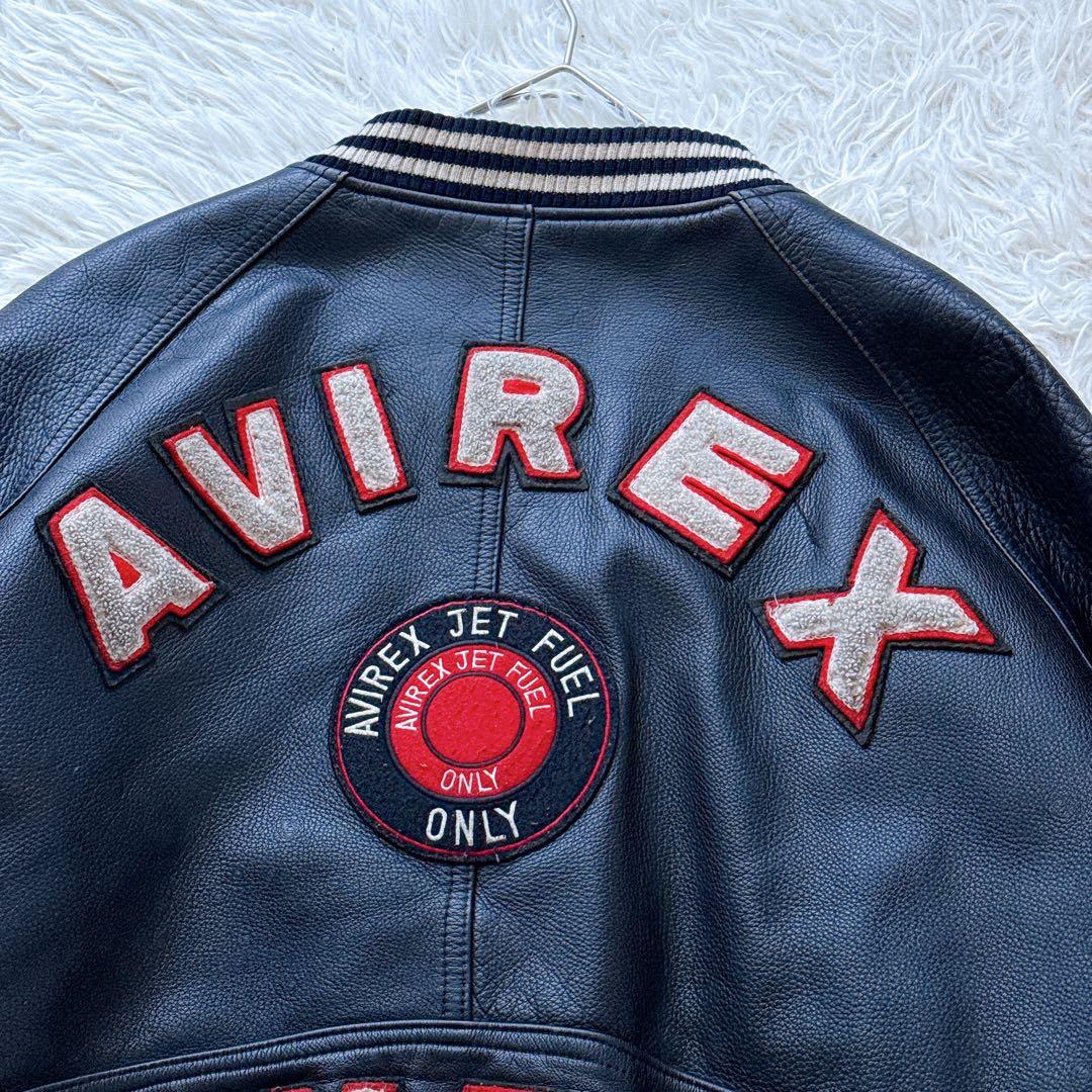 Lサイズ✨80s ヴィンテージ AVIREX オールレザースタジャン ブラック