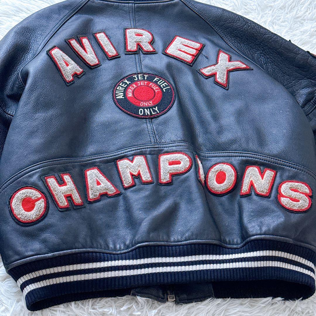 Lサイズ✨80s ヴィンテージ AVIREX オールレザースタジャン ブラック