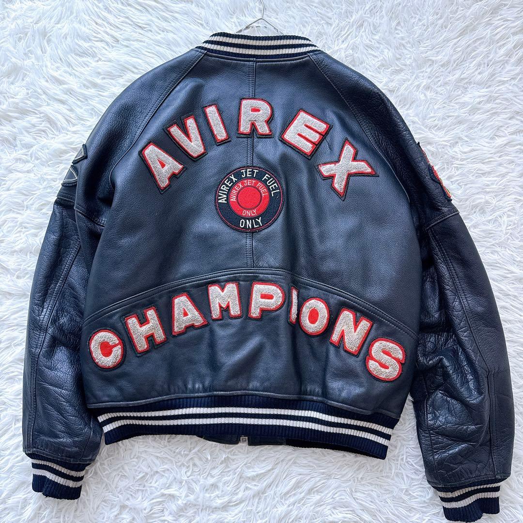 Lサイズ✨80s ヴィンテージ AVIREX オールレザースタジャン ブラック