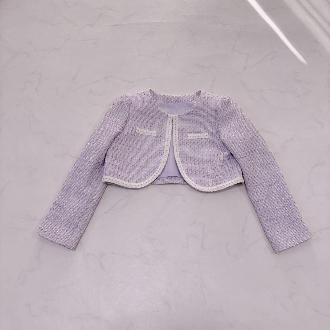 ELLE パープル×ツイード＊フォーマル 130 入学 卒園 女の子 セレモニー