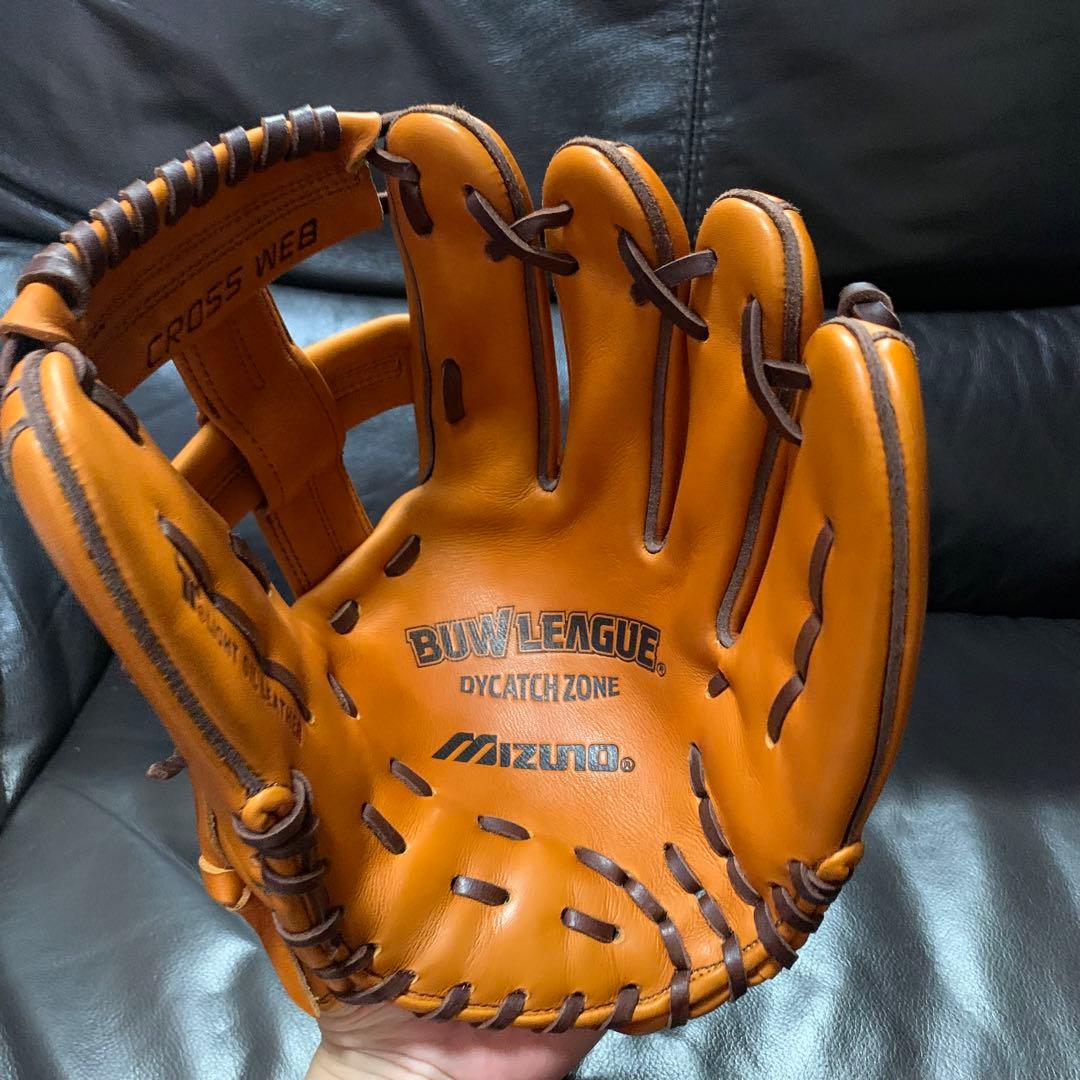 美品 ミズノ Mマーク ビューリーグ 赤ビュー 軟式用グローブ 日本製