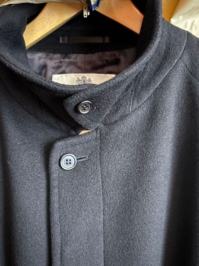 Aquascutum メンズ カシミヤコート 黒 LL 英国製