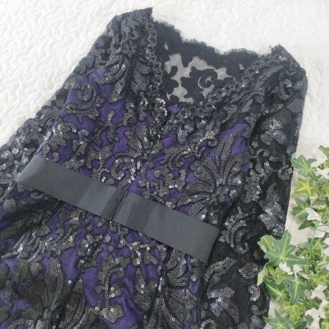 美品✨タダシショージ レース×スパンコール ワンピースドレス ベルト