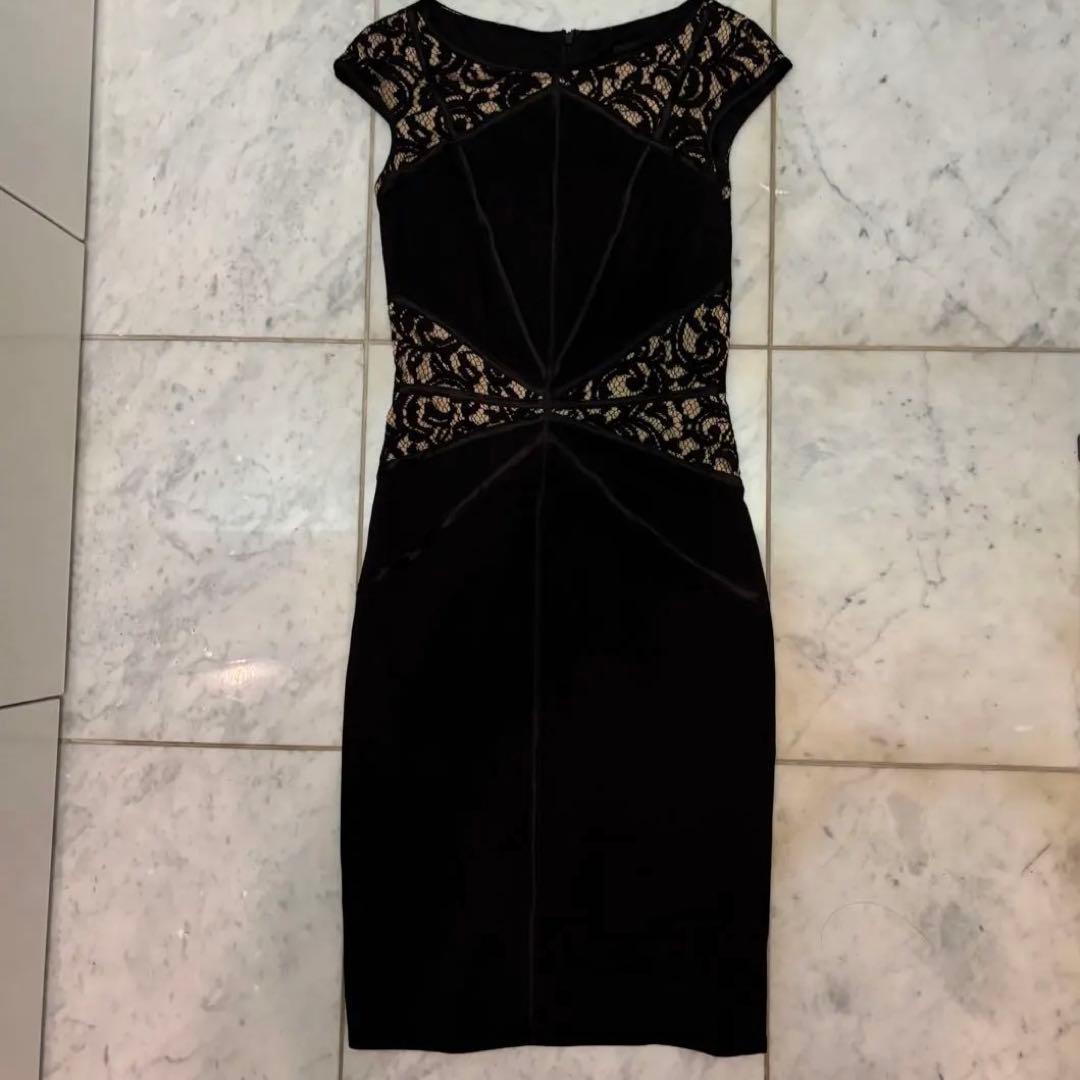 TADASHI SHOJI ブラックレースノースリーブタイトドレス