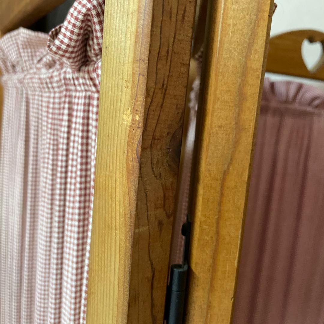 カントリー調 木製三つ折りパーテーション ハート アメリカン