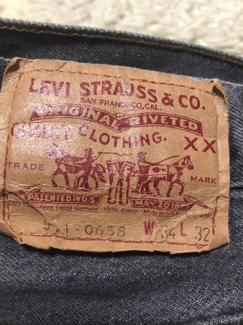 美品　リーバイス　80s 501 ブラック　ハチマル　w34 先染め　ビンテージ