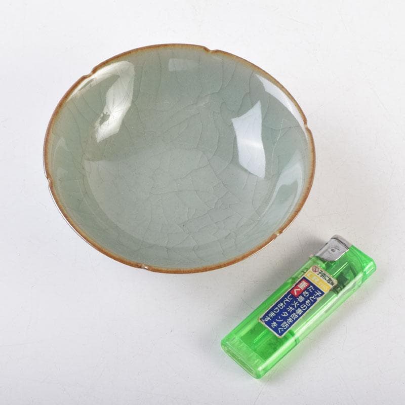 中国 哥窯 青磁 金糸鉄線 氷裂文 輪花皿 C 8994 - メルカリ