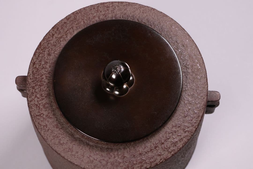 茶道具 釜師・佐藤清光 砂鉄 筒釜 共箱 風炉釜 吊釜 鉄釜【MA526】