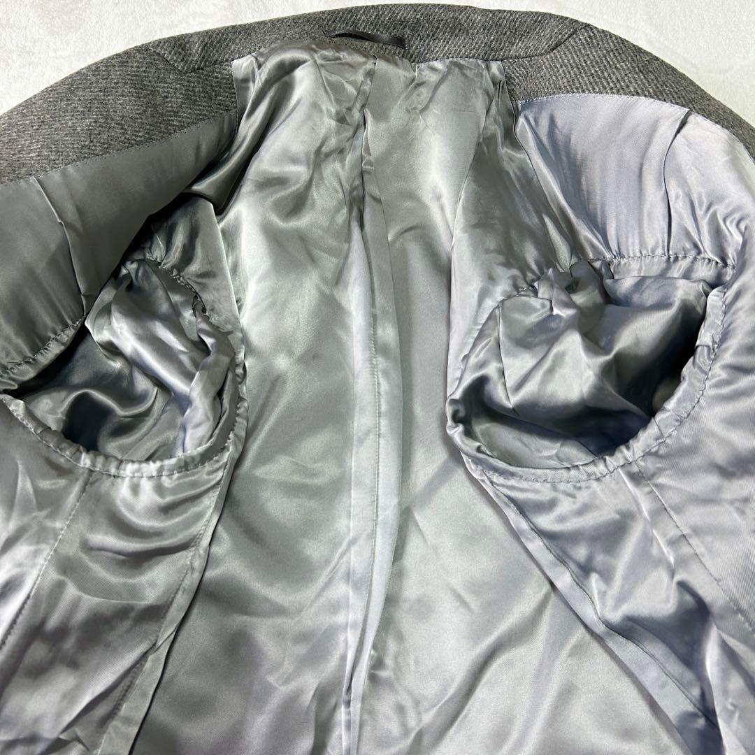 美品 エディフィス 英国生地 ツイードウール カシミヤ チェスターコート M 灰