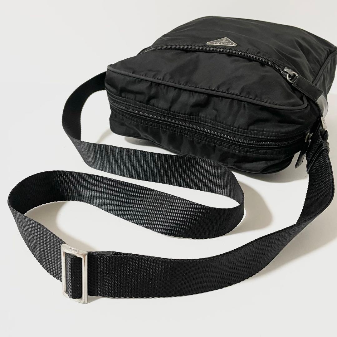【良品】PRADA プラダ ショルダーバッグ ナイロン×レザー スクエア