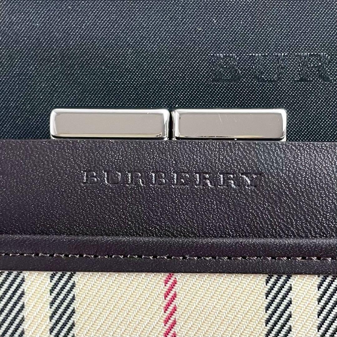 未使用級✨バーバリー 長財布 キャンバス レザー ノバチェック がま口