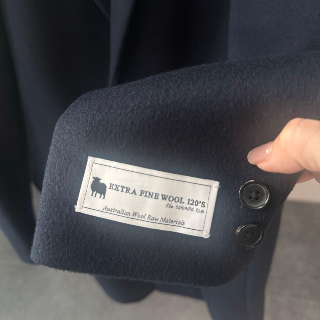 未使用級ビューティアンドユースユナイテッドアローズチェスターコートネイビーL