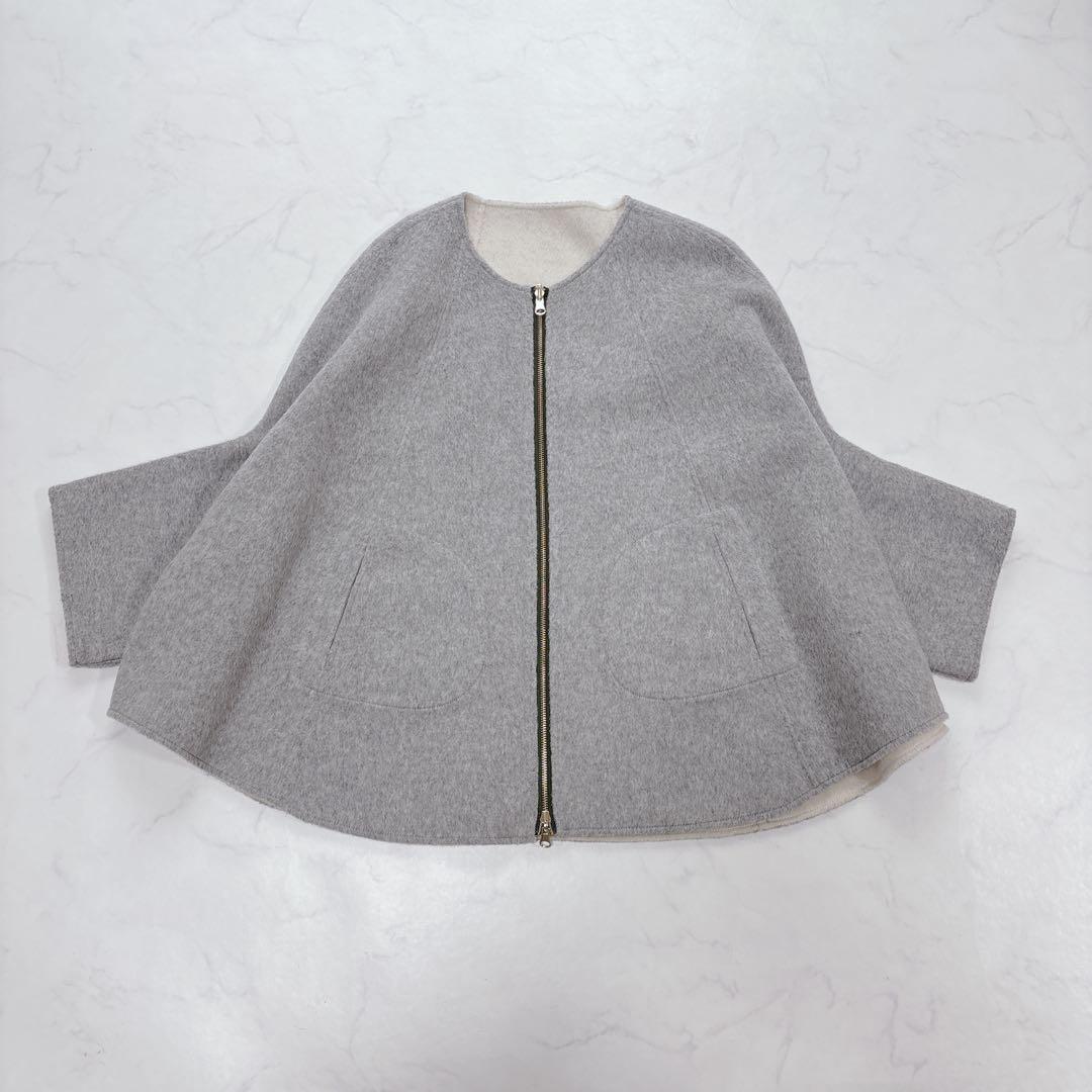 未使用級♡RISLEY リズレー　ウールリバーシブル　ポンチョ　ケープコート