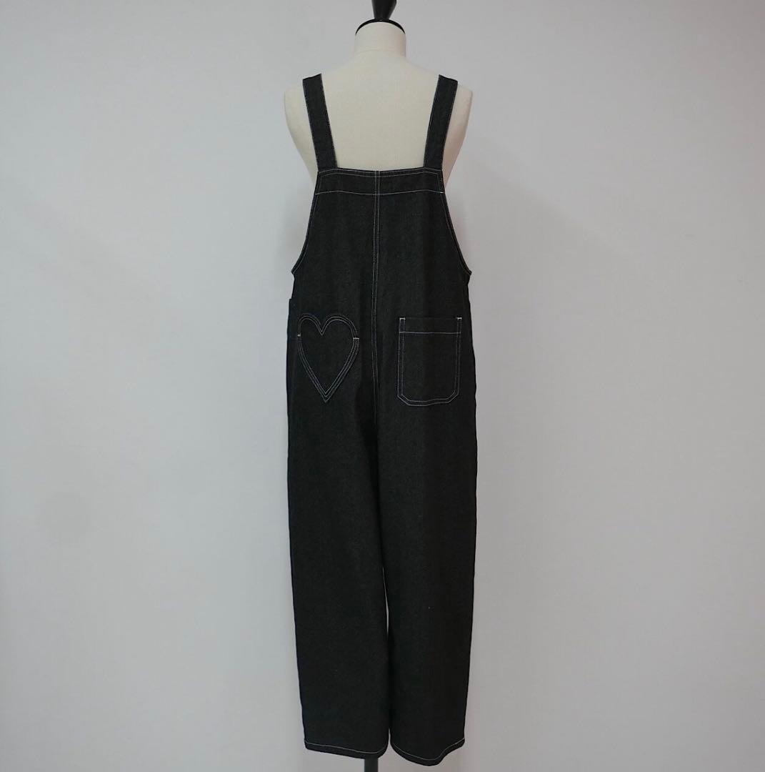 ダークデニム サロペット ハート型ポケット　リンカブル LINKABLE