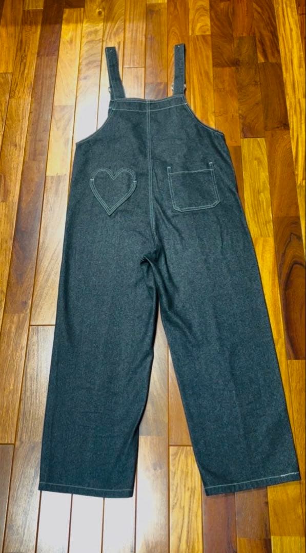 ダークデニム サロペット ハート型ポケット　リンカブル LINKABLE
