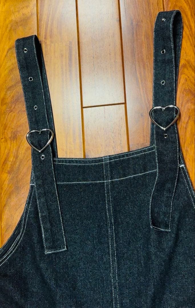 ダークデニム サロペット ハート型ポケット　リンカブル LINKABLE