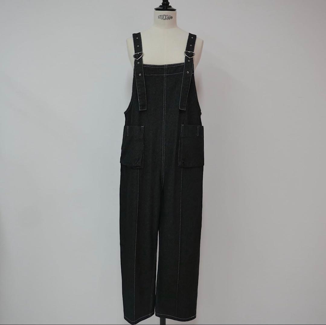 ダークデニム サロペット ハート型ポケット　リンカブル LINKABLE