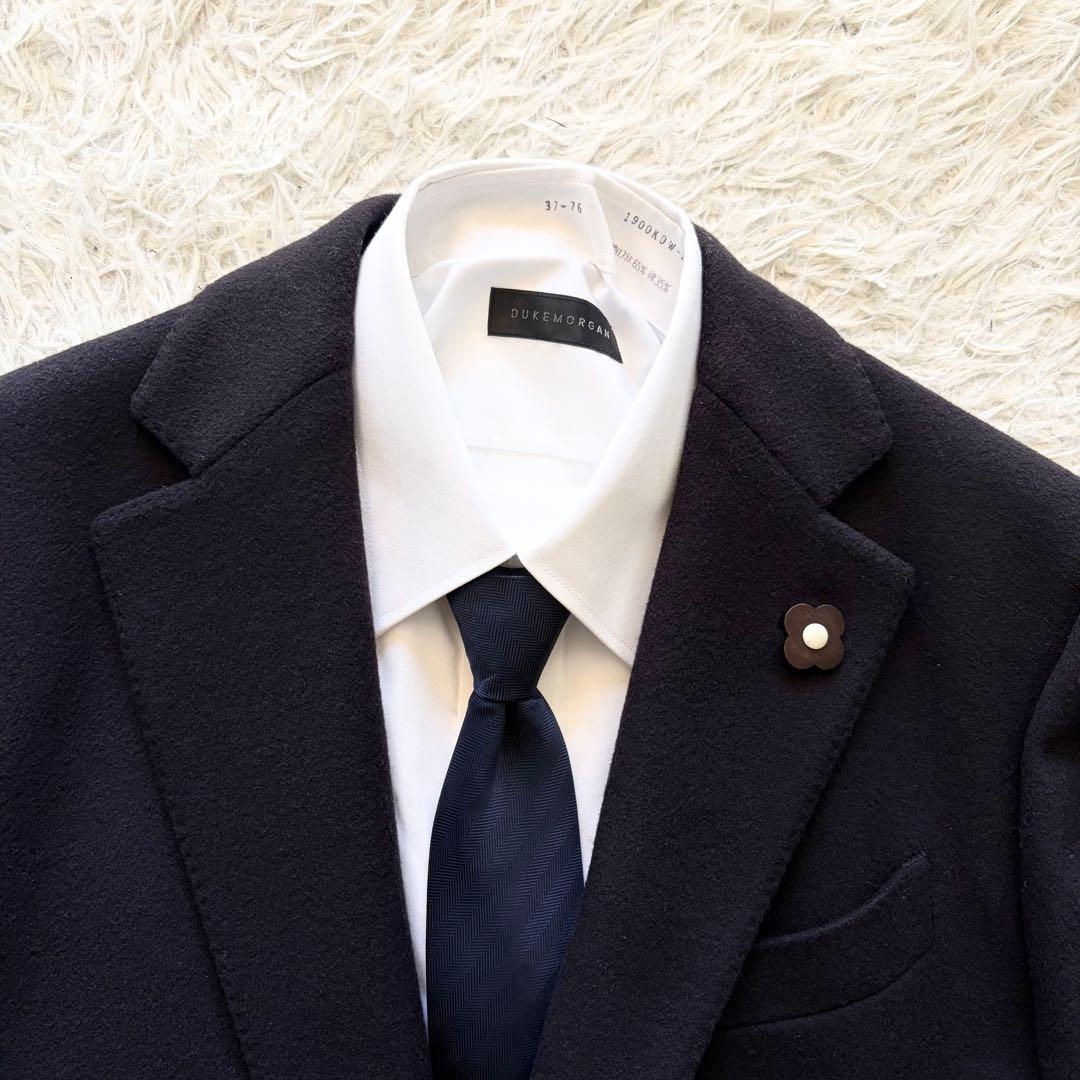 <極美品>LARDINI 新ロゴ ネイビー ウール チェスターコート サイズ50