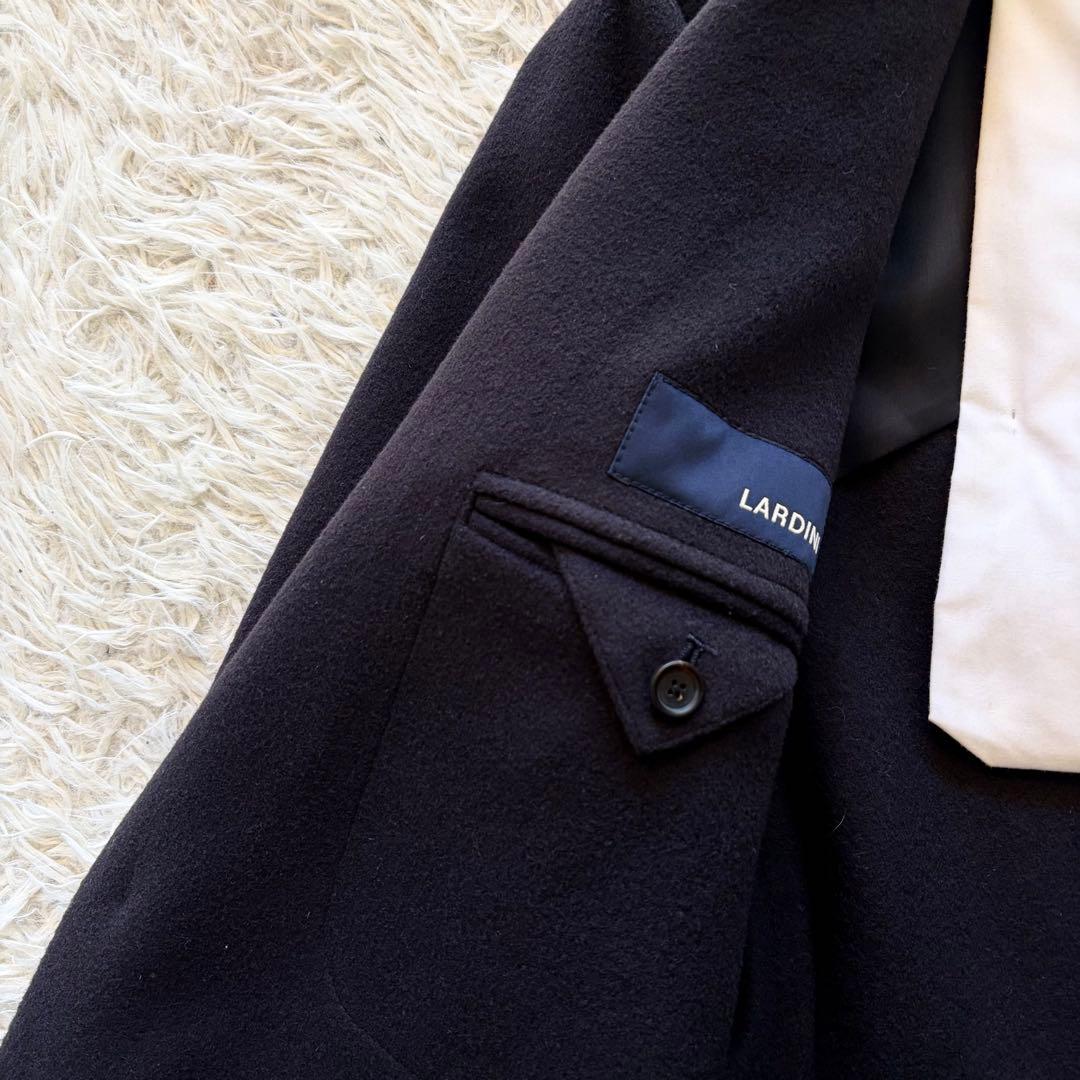 <極美品>LARDINI 新ロゴ ネイビー ウール チェスターコート サイズ50