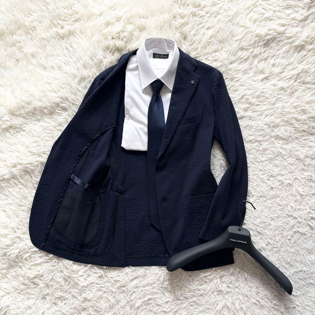 <美品>TAGLIATORE dakar 新ロゴ シアサッカー ジャケット42